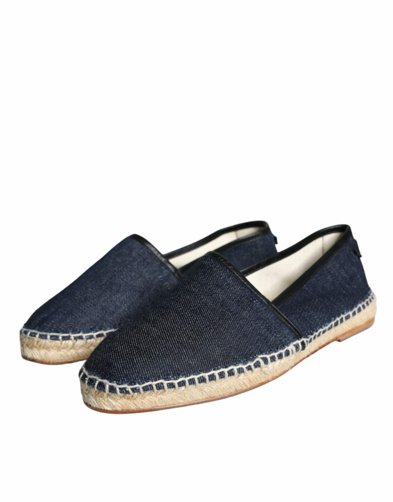 Dolce & Gabbana Blue Denim Cotton Leather Espadrilles Shoes - Image 3