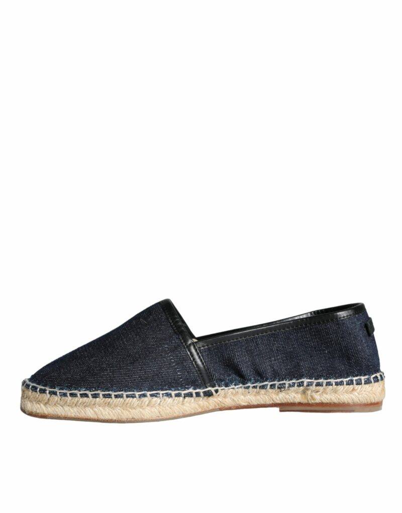 Dolce & Gabbana Blue Denim Cotton Leather Espadrilles Shoes - Image 4