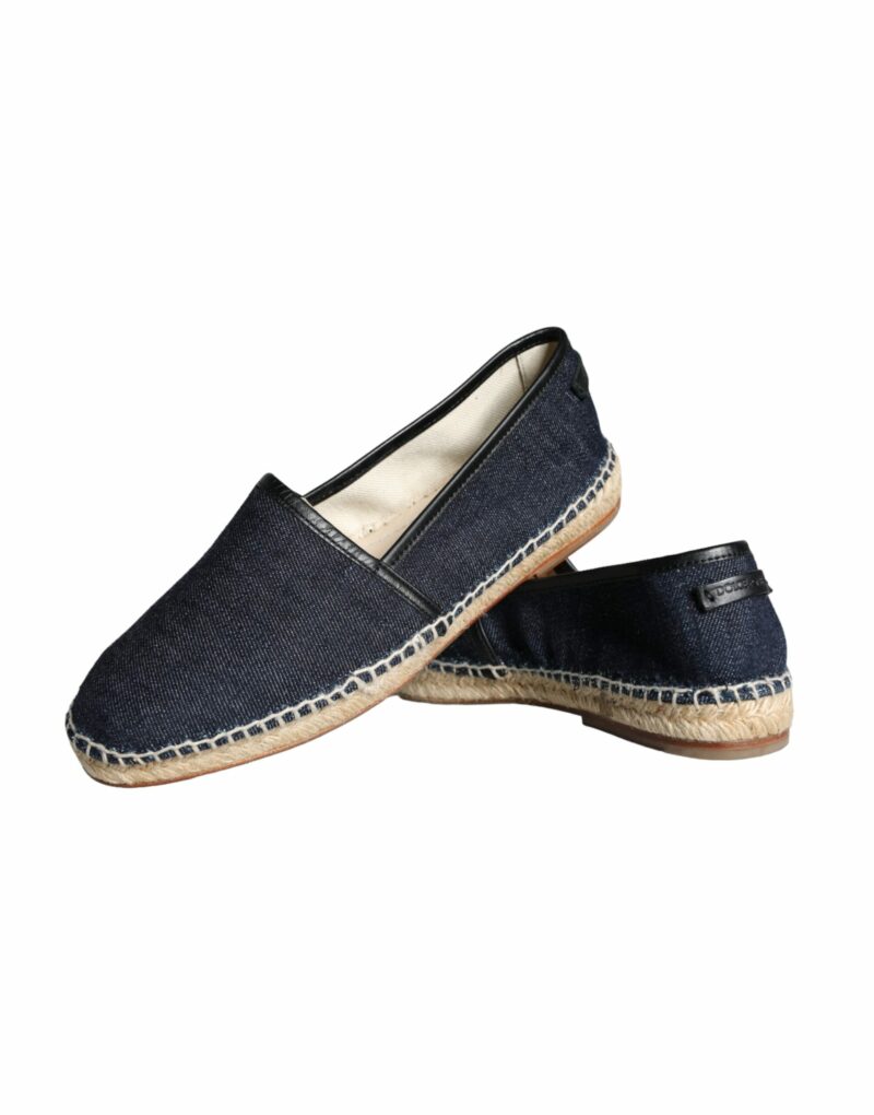 Dolce & Gabbana Blue Denim Cotton Leather Espadrilles Shoes - Image 7