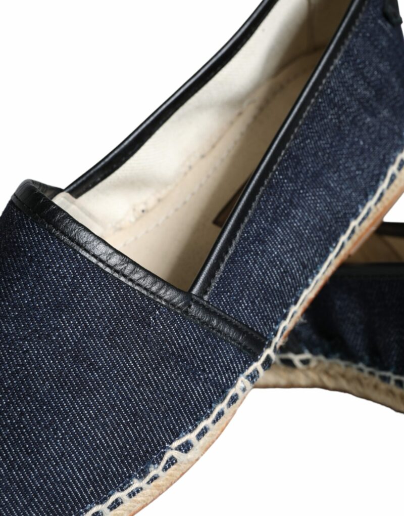 Dolce & Gabbana Blue Denim Cotton Leather Espadrilles Shoes - Image 8