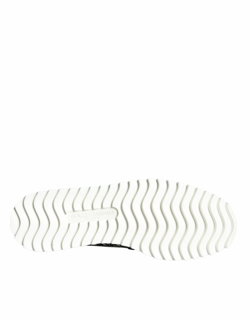 Dolce & Gabbana Black White Weaved Slip On Men Loafers Shoes - Image 7