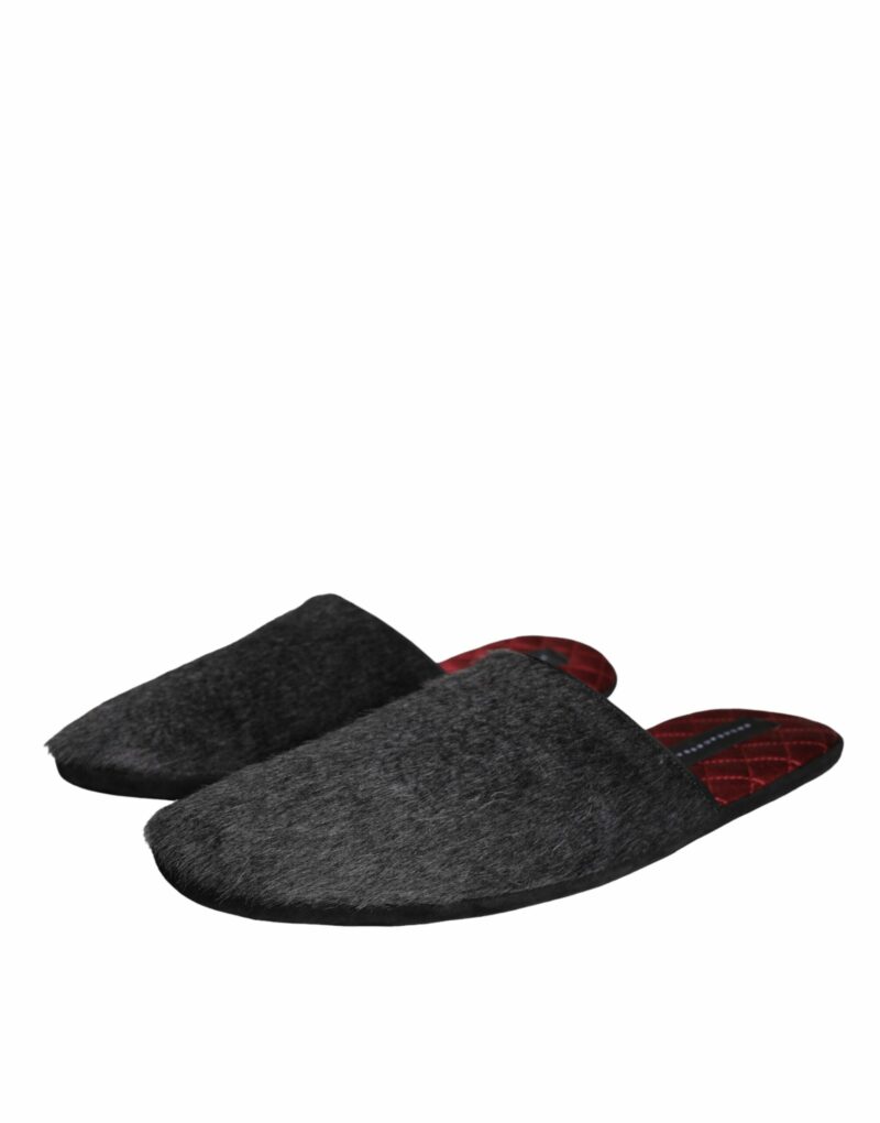 Dolce & Gabbana Black Faux Fur Slides Slippers Slip On Shoes - Image 3
