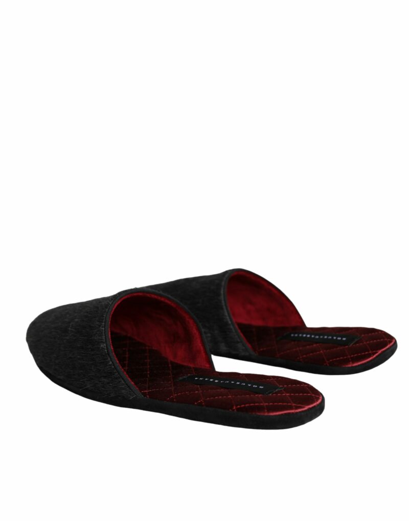 Dolce & Gabbana Black Faux Fur Slides Slippers Slip On Shoes - Image 4
