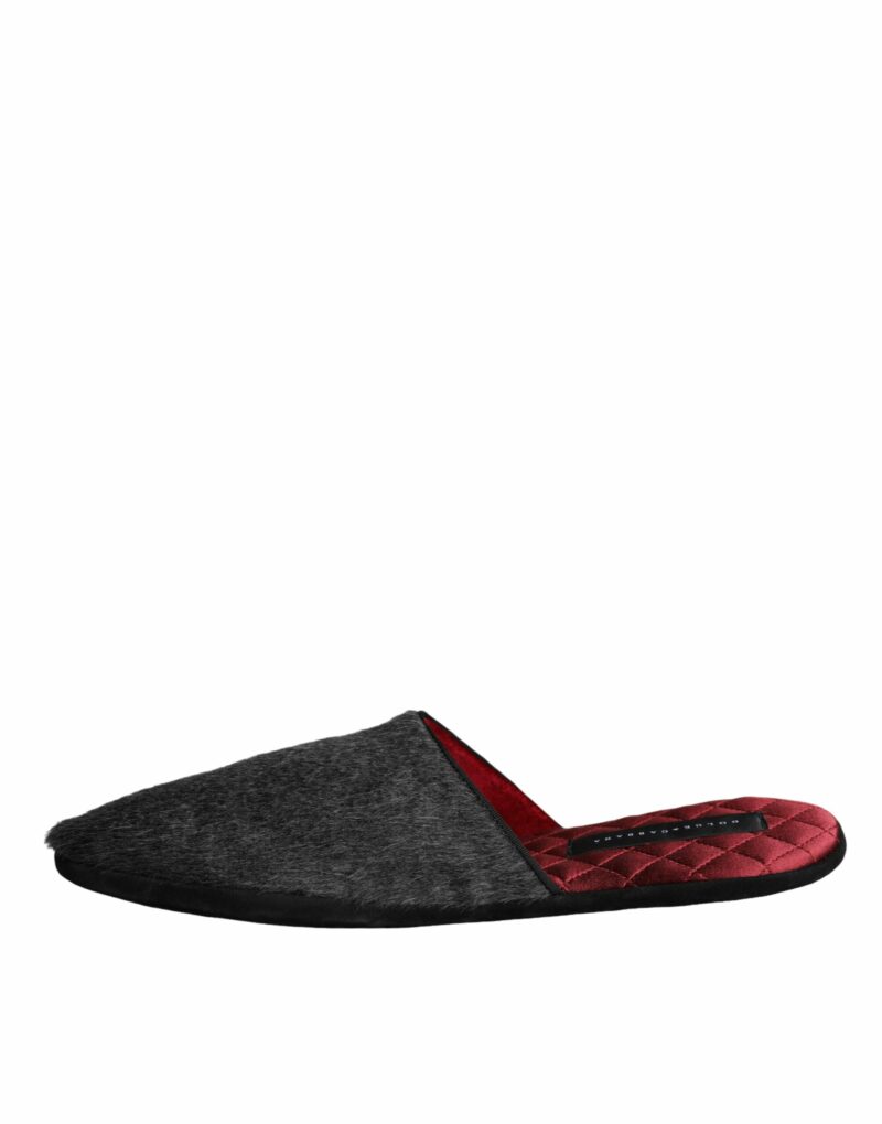 Dolce & Gabbana Black Faux Fur Slides Slippers Slip On Shoes - Image 5