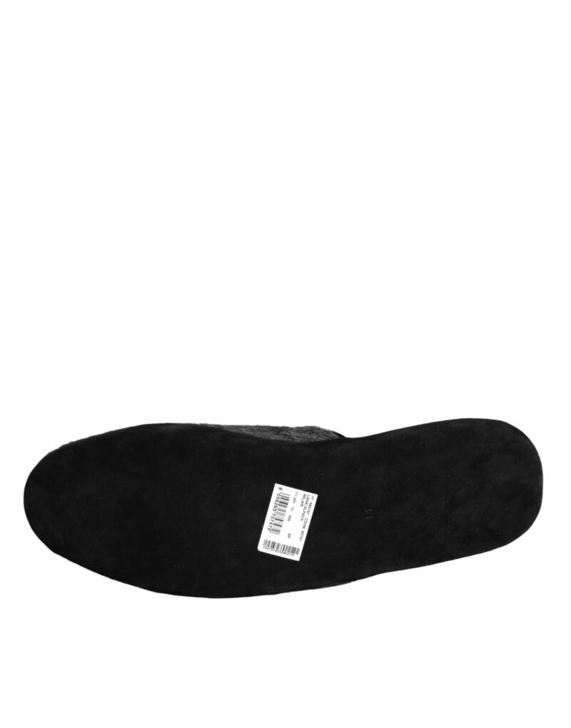 Dolce & Gabbana Black Faux Fur Slides Slippers Slip On Shoes - Image 6
