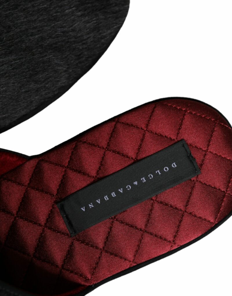 Dolce & Gabbana Black Faux Fur Slides Slippers Slip On Shoes - Image 8