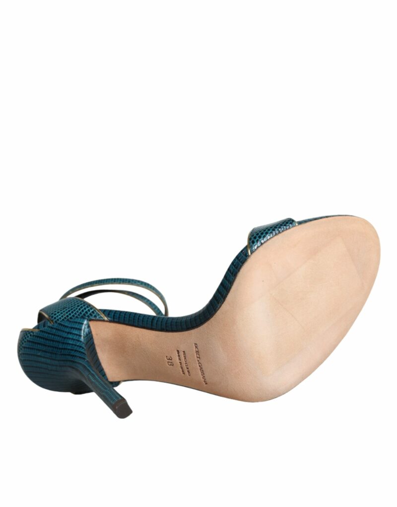 Dolce & Gabbana Dark Green Calf Leather Heels Sandals Shoes - Image 6