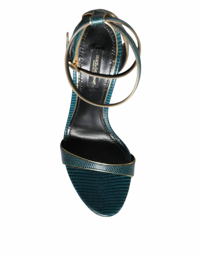 Dolce & Gabbana Dark Green Calf Leather Heels Sandals Shoes - Image 8
