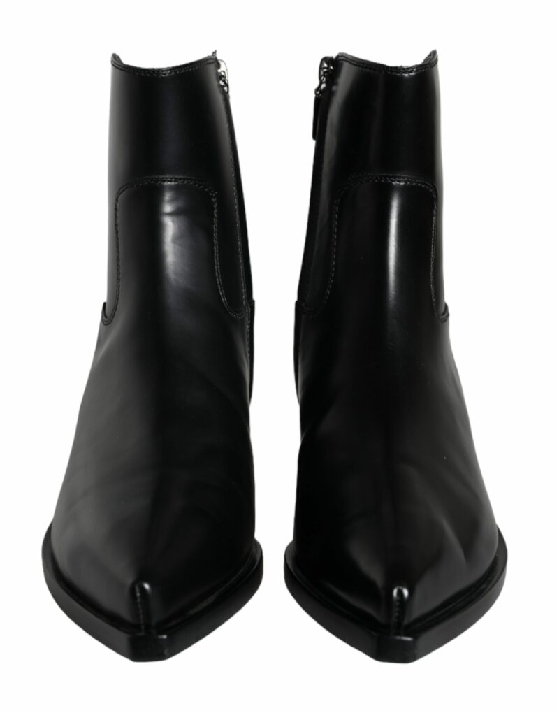 Dolce & Gabbana Black Leather Ankle Boots Booties Shoes - Image 2