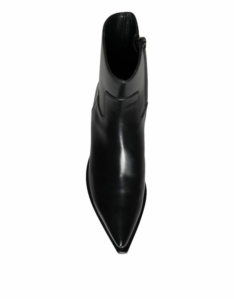 Dolce & Gabbana Black Leather Ankle Boots Booties Shoes - Image 8