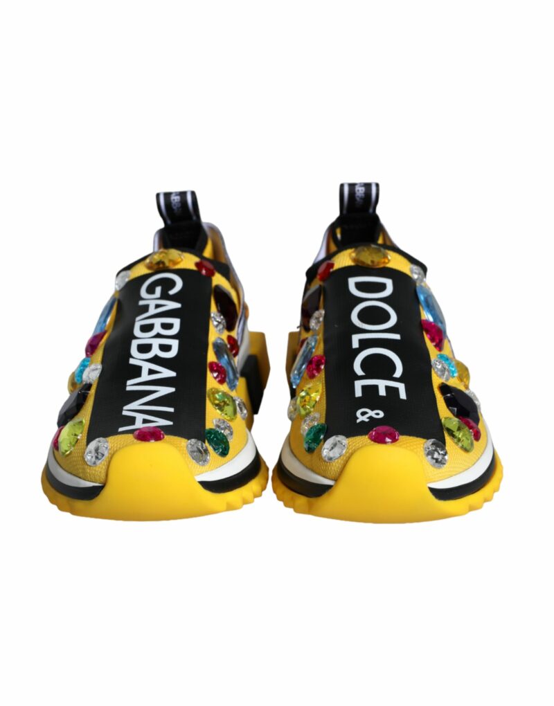 Dolce & Gabbana Yellow Sorrento Crystals Sneakers Womens Shoes - Image 2
