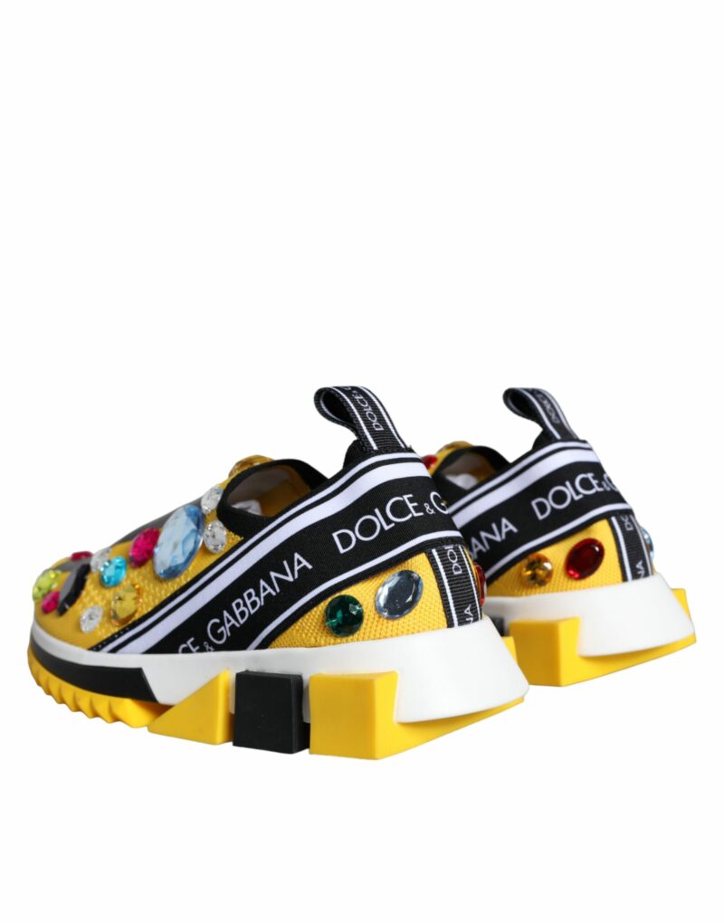 Dolce & Gabbana Yellow Sorrento Crystals Sneakers Womens Shoes - Image 5