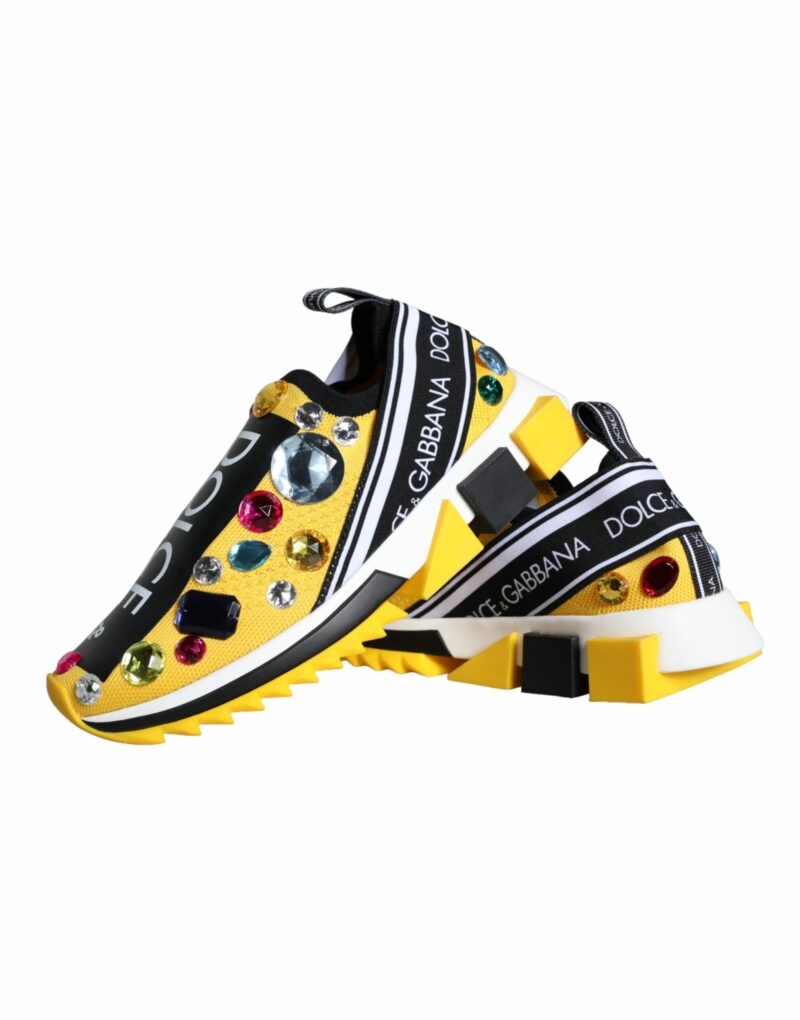 Dolce & Gabbana Yellow Sorrento Crystals Sneakers Womens Shoes - Image 7