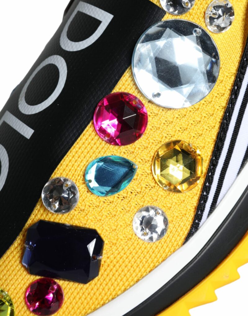 Dolce & Gabbana Yellow Sorrento Crystals Sneakers Womens Shoes - Image 8