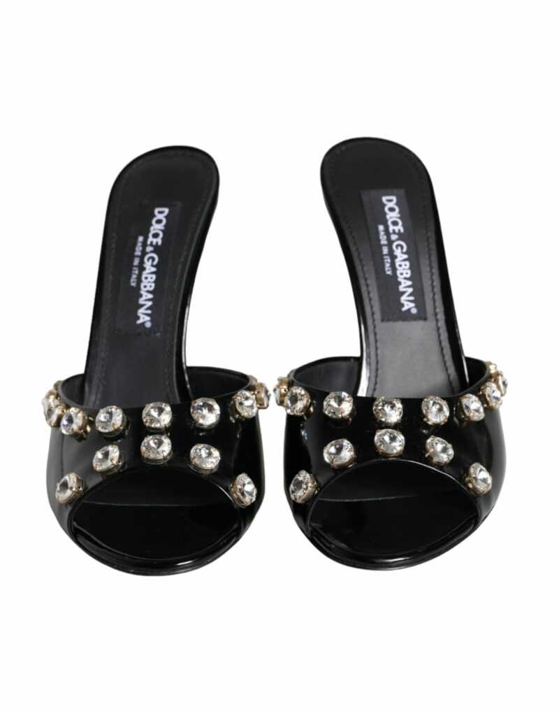 Dolce & Gabbana Black Crystal Heels Keira Sandals Shoes - Image 2