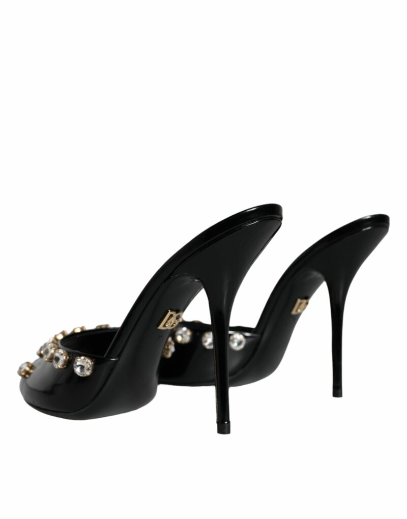 Dolce & Gabbana Black Crystal Heels Keira Sandals Shoes - Image 4