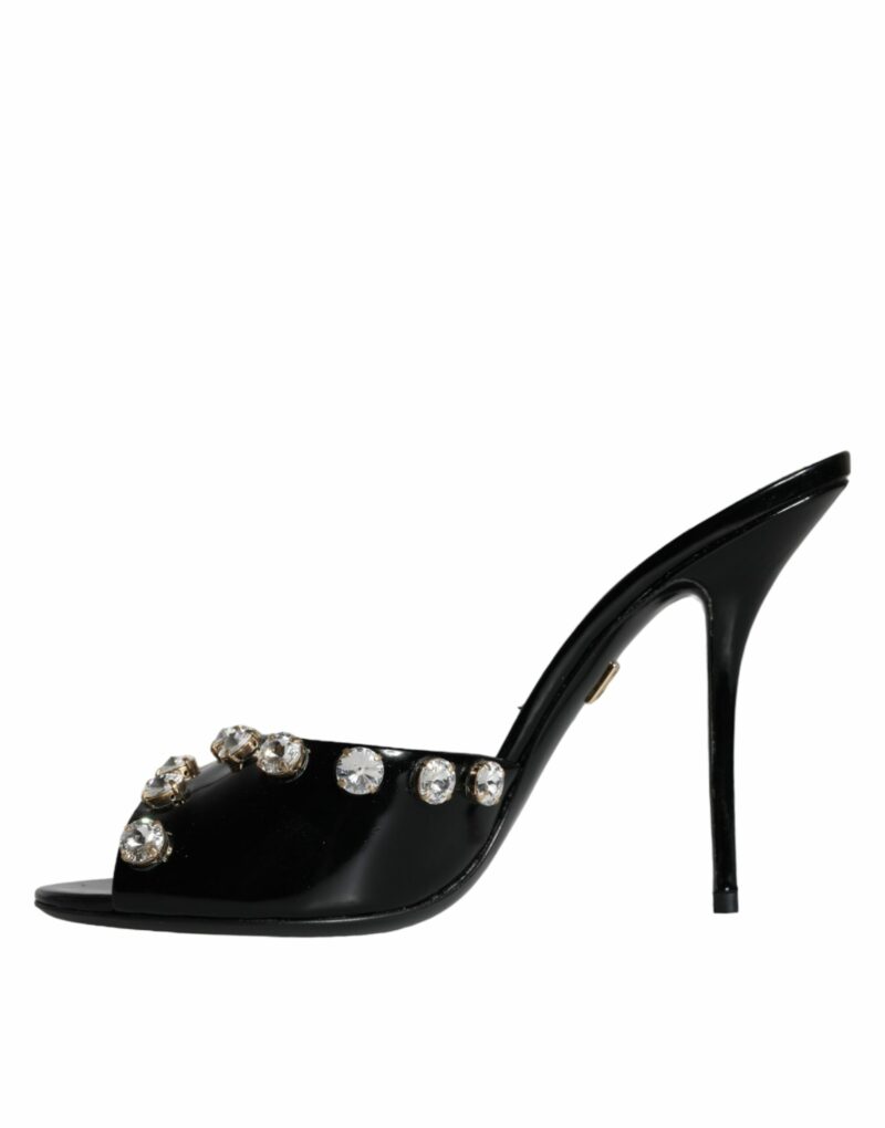 Dolce & Gabbana Black Crystal Heels Keira Sandals Shoes - Image 5
