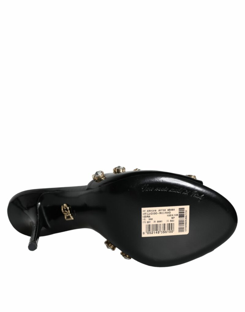 Dolce & Gabbana Black Crystal Heels Keira Sandals Shoes - Image 6