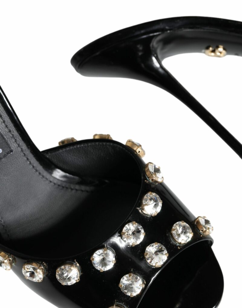 Dolce & Gabbana Black Crystal Heels Keira Sandals Shoes - Image 7