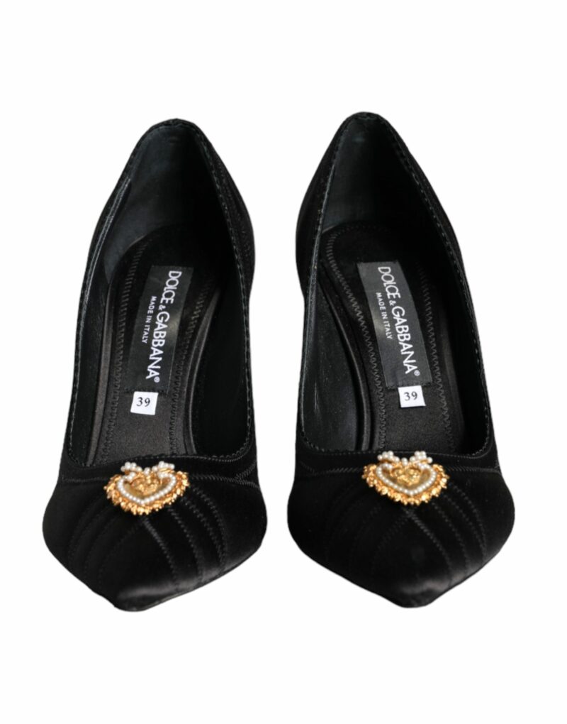 Dolce & Gabbana Black Heart DEVOTION Heels Pumps Shoes - Image 2