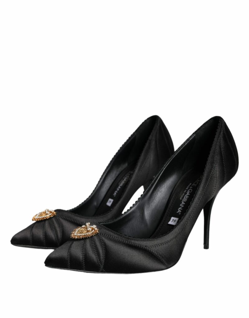 Dolce & Gabbana Black Heart DEVOTION Heels Pumps Shoes - Image 3