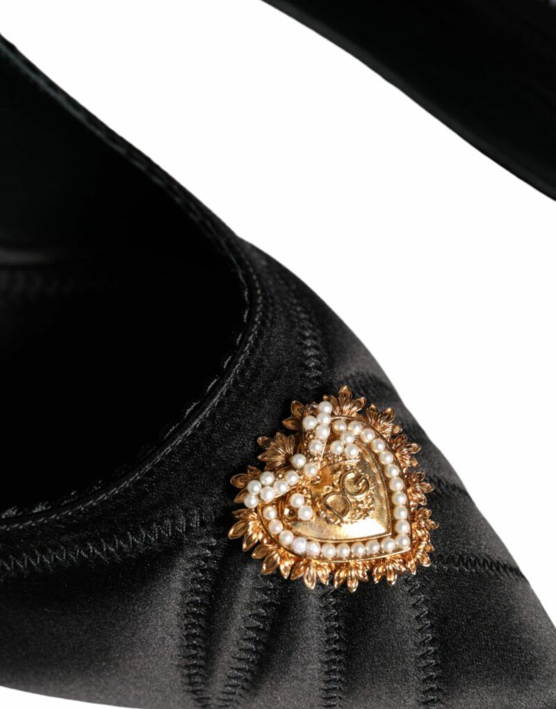 Dolce & Gabbana Black Heart DEVOTION Heels Pumps Shoes - Image 7