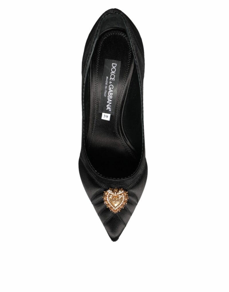 Dolce & Gabbana Black Heart DEVOTION Heels Pumps Shoes - Image 8