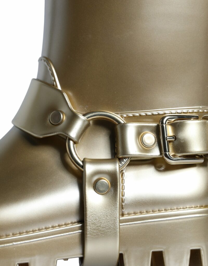 Dolce & Gabbana Metallic Gold Rubber PVC Rain Boots Shoes - Image 6