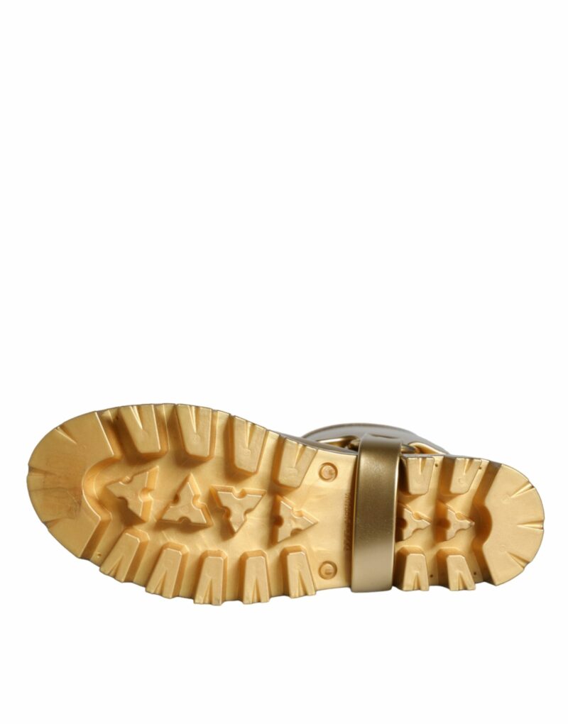 Dolce & Gabbana Metallic Gold Rubber PVC Rain Boots Shoes - Image 8