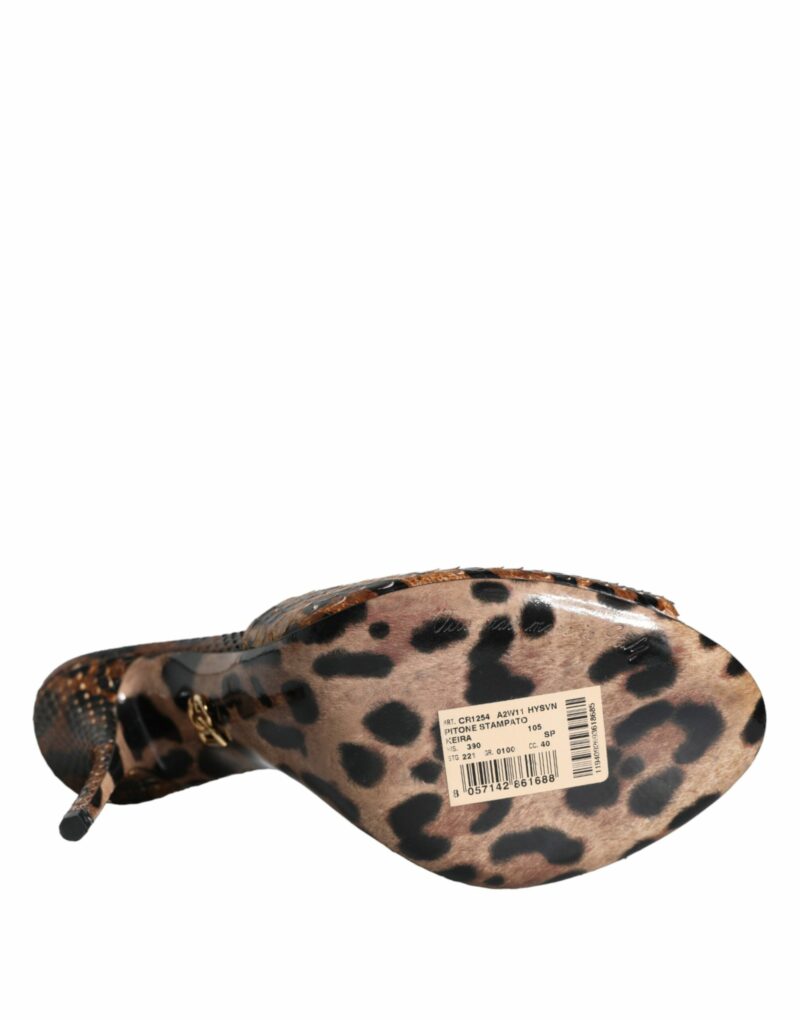 Dolce & Gabbana Brown Leopard Leather Slides Heels Sandals Shoes - Image 6