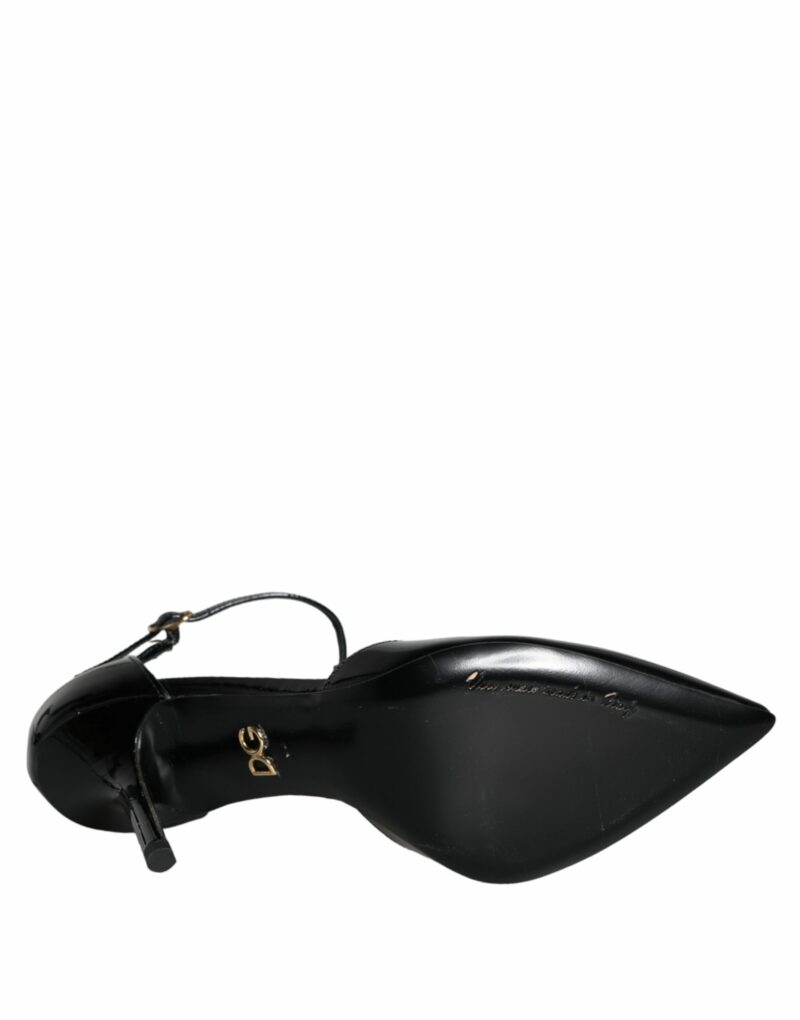Dolce & Gabbana Black Leather T-strap Stiletto High Heels Shoes - Image 6