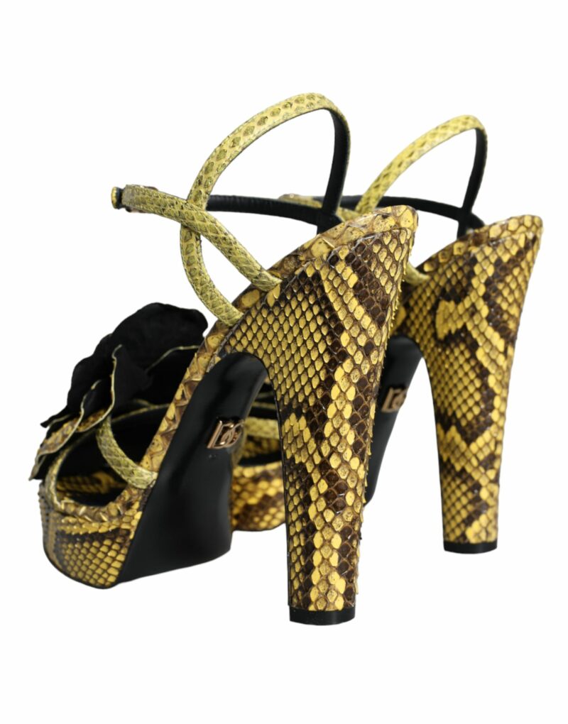 Dolce & Gabbana Yellow Exotic Leather Ankle Strap Heels Sandals Shoes - Image 4