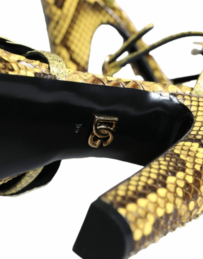 Dolce & Gabbana Yellow Exotic Leather Ankle Strap Heels Sandals Shoes - Image 7