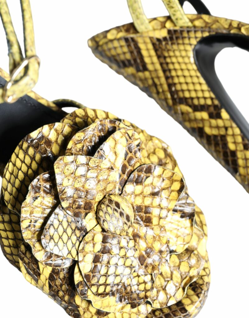 Dolce & Gabbana Yellow Exotic Leather Ankle Strap Heels Sandals Shoes - Image 8