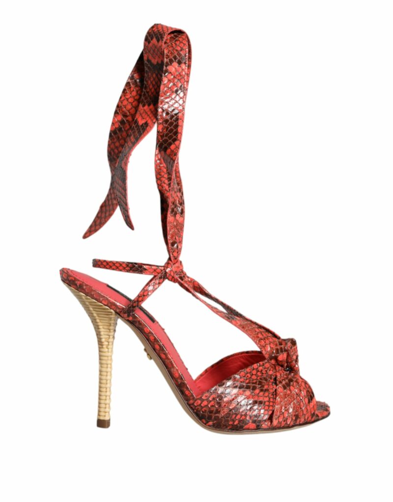 Dolce & Gabbana Coral Exotic Leather Heels Sandals Shoes - Image 7