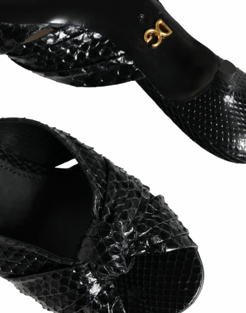 Dolce & Gabbana Black Leather Heels Slides Sandals Shoes - Image 7
