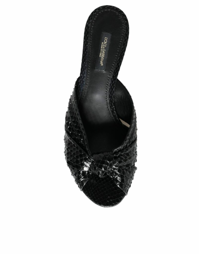 Dolce & Gabbana Black Leather Heels Slides Sandals Shoes - Image 8