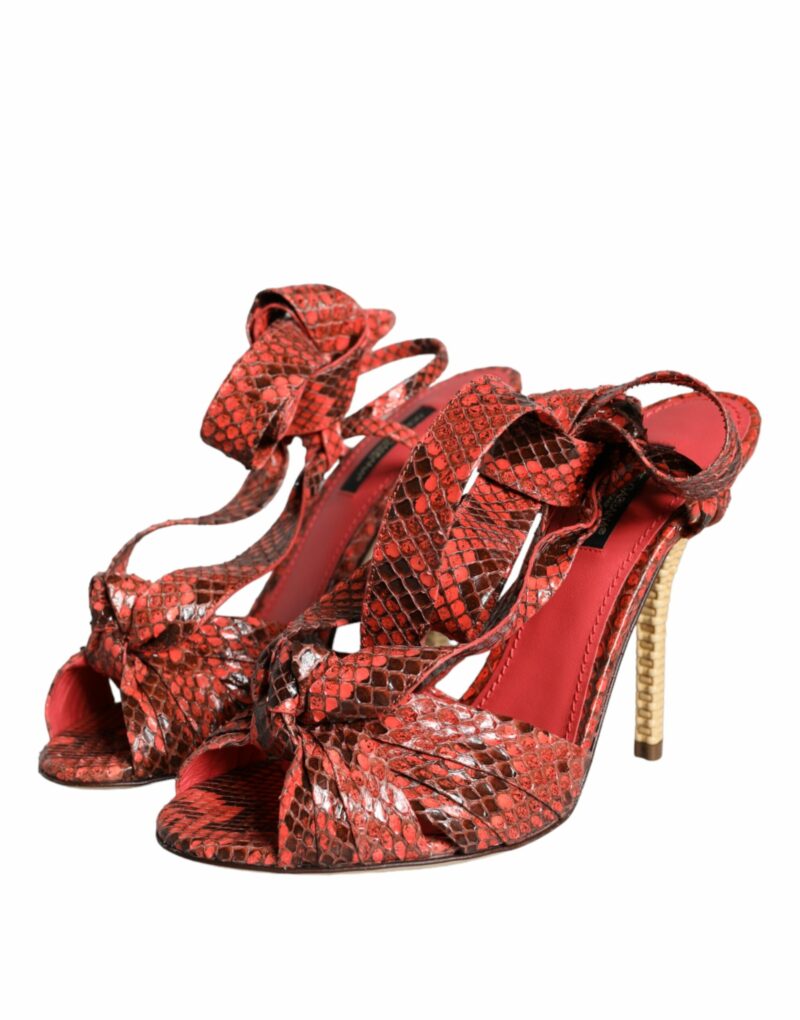 Dolce & Gabbana Coral Exotic Leather Heels Sandals Shoes - Image 3