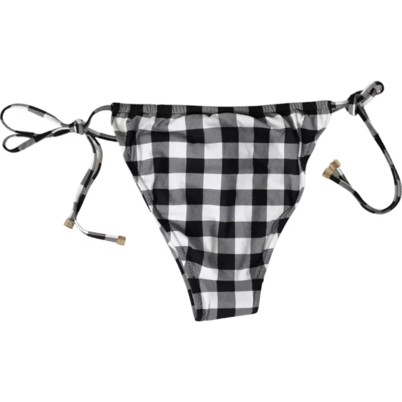 Dolce & Gabbana Black White Check Swimwear Beachwear Bottom Bikini - Image 2