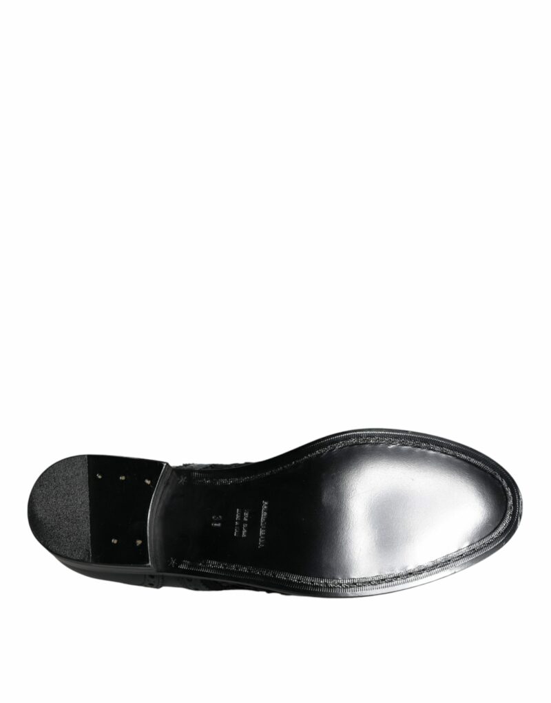 Dolce & Gabbana Black Leather Floral Lace Dress Formal Shoes - Image 6