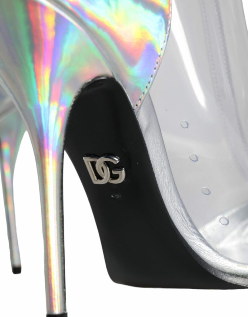 Dolce & Gabbana Silver Iridescent PVC Pointed Short Boots Shoes - Image 8