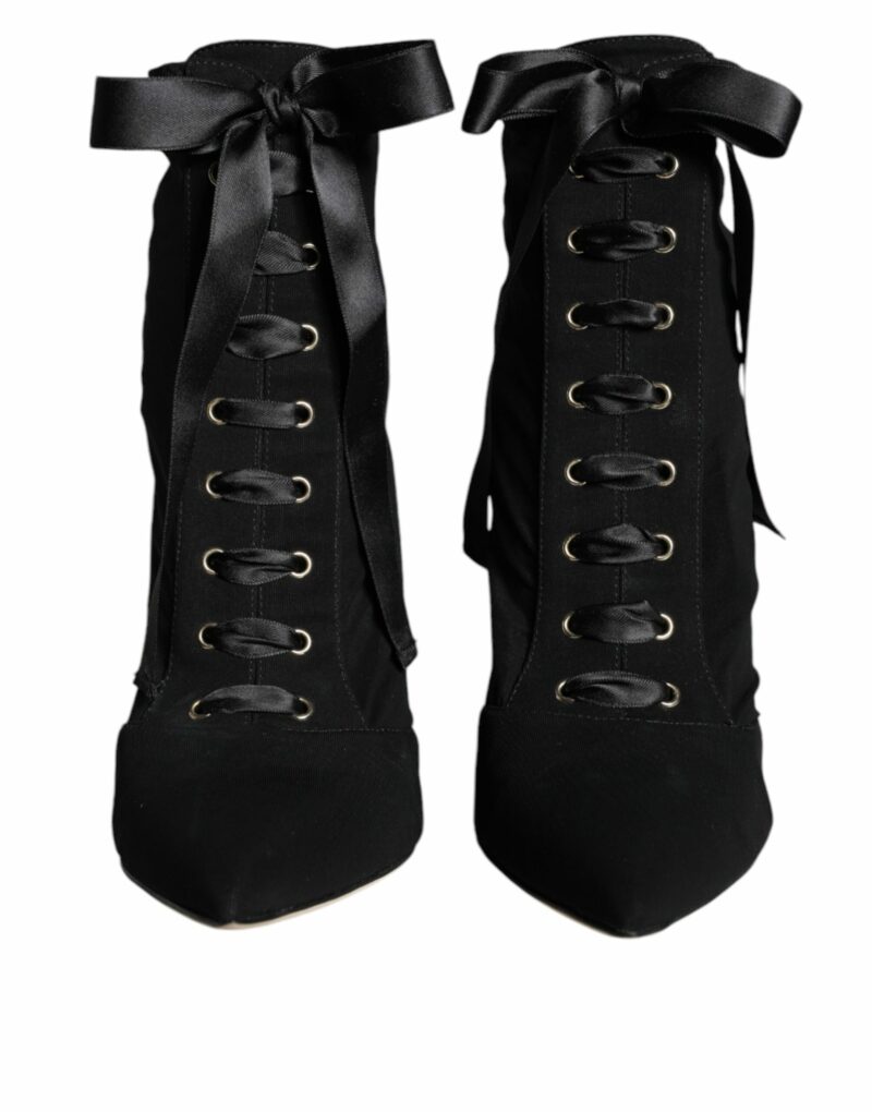 Dolce & Gabbana Black Jersey Stretch Ankle Booties Shoes - Image 2