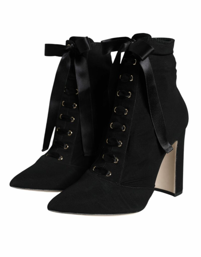 Dolce & Gabbana Black Jersey Stretch Ankle Booties Shoes - Image 3