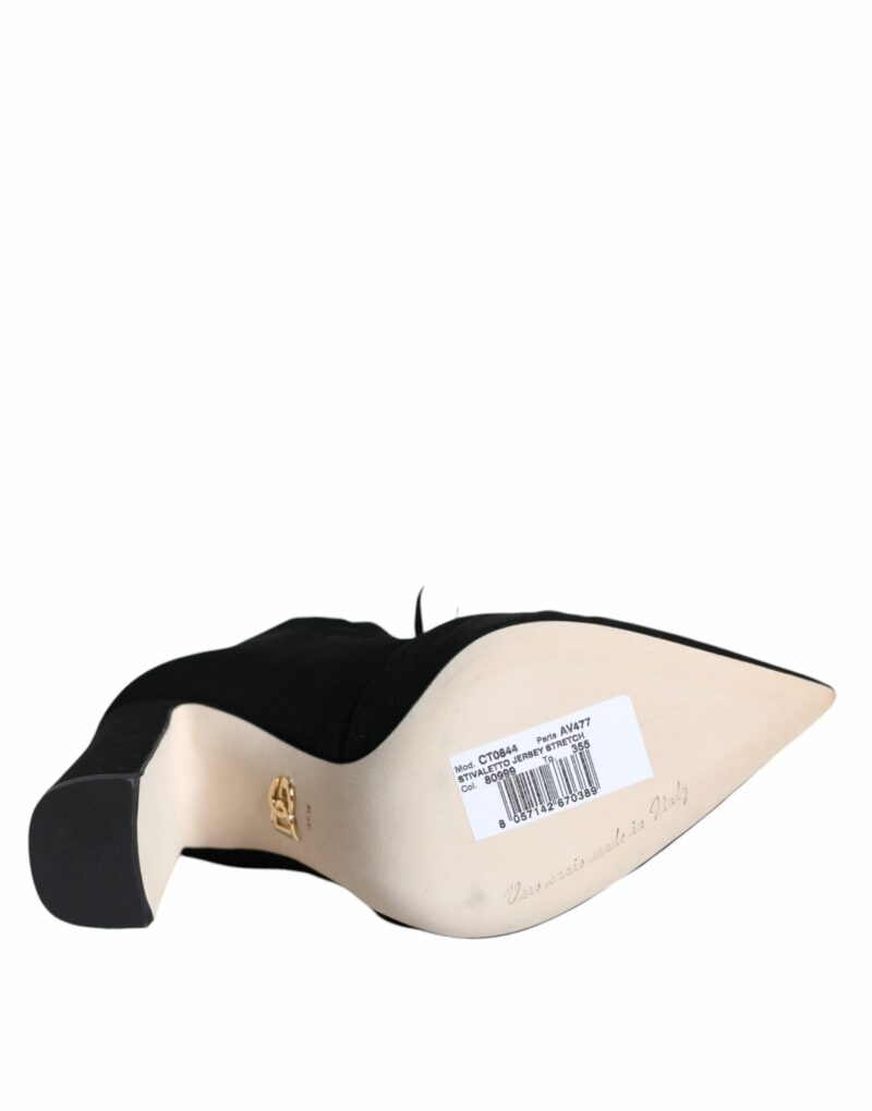 Dolce & Gabbana Black Jersey Stretch Ankle Booties Shoes - Image 6