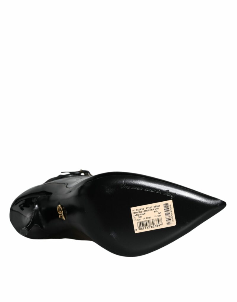Dolce & Gabbana Black Leather Stilettos Booties Socks Shoes - Image 6