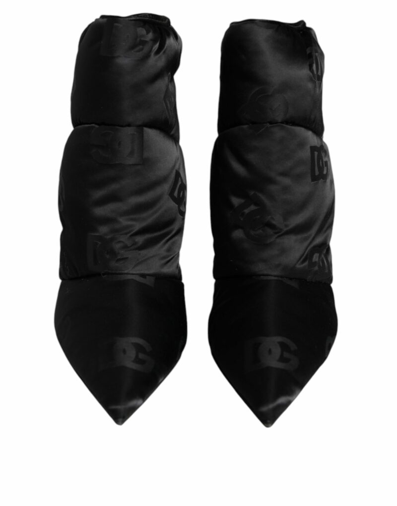Dolce & Gabbana Black DG Logo Padded Heels Ankle Boots Shoes - Image 2