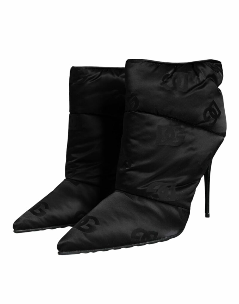 Dolce & Gabbana Black DG Logo Padded Heels Ankle Boots Shoes - Image 3