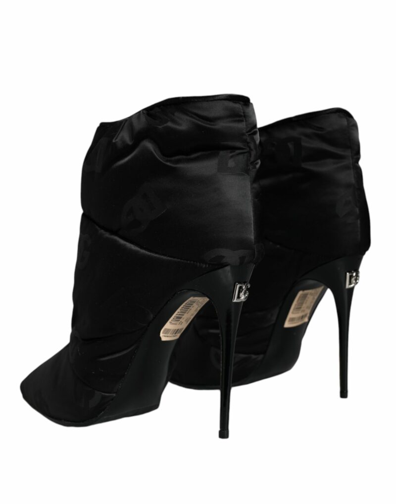 Dolce & Gabbana Black DG Logo Padded Heels Ankle Boots Shoes - Image 4