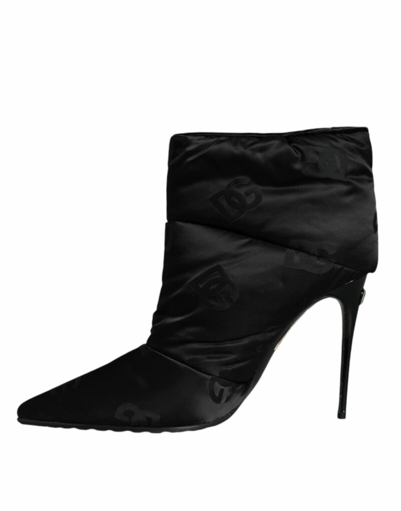 Dolce & Gabbana Black DG Logo Padded Heels Ankle Boots Shoes - Image 5