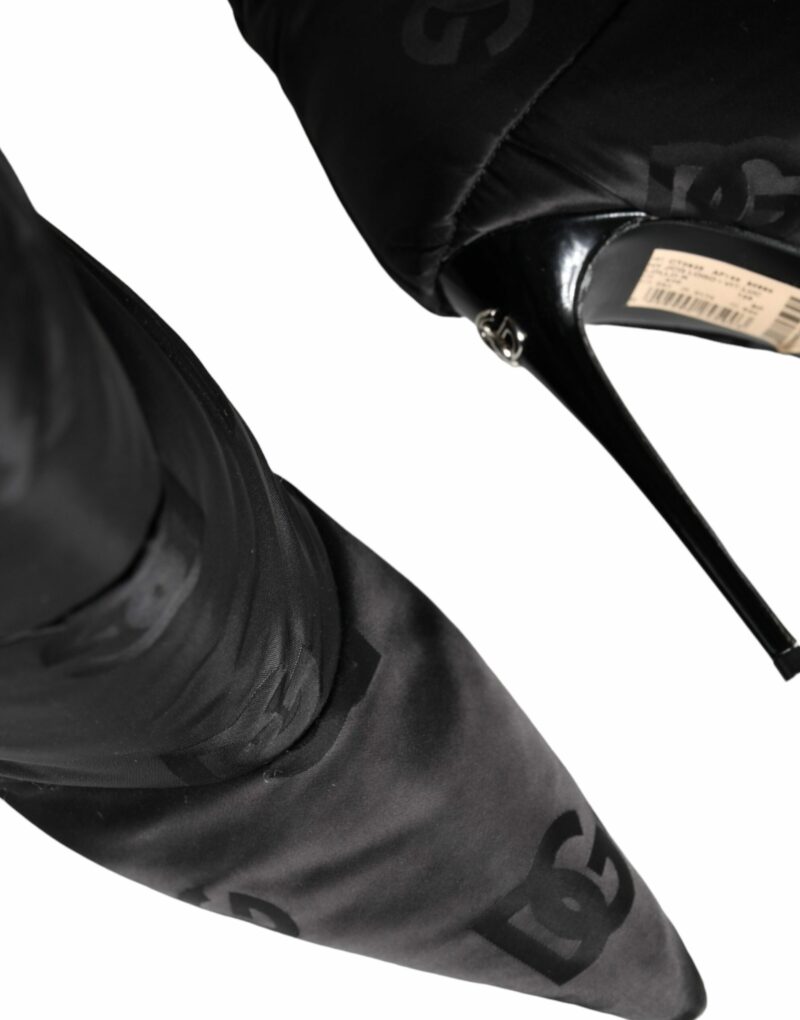 Dolce & Gabbana Black DG Logo Padded Heels Ankle Boots Shoes - Image 7
